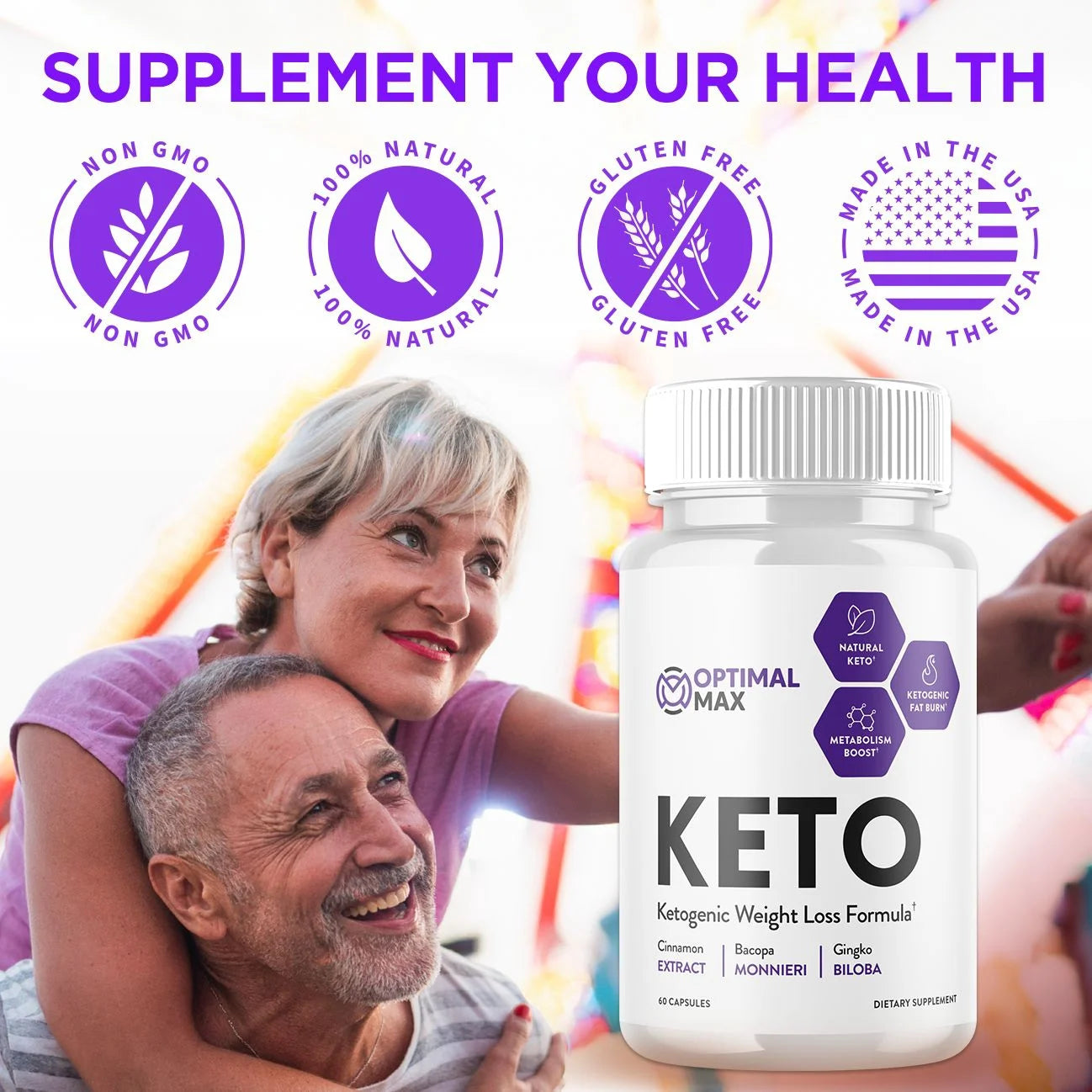 Optimal Max Keto - Ketogenic Weight Loss Formula - Energy & Focus Boosting Dietary Supplements for Weight Management & Metabolism - Advanced Fat Burn Ketones Pills - 60 Capsules (1 Pack)