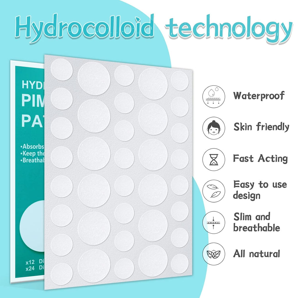 180 Count Hydrocolloid Acne Patches - Invisible Spot Treatment for Blemishes and Pimples