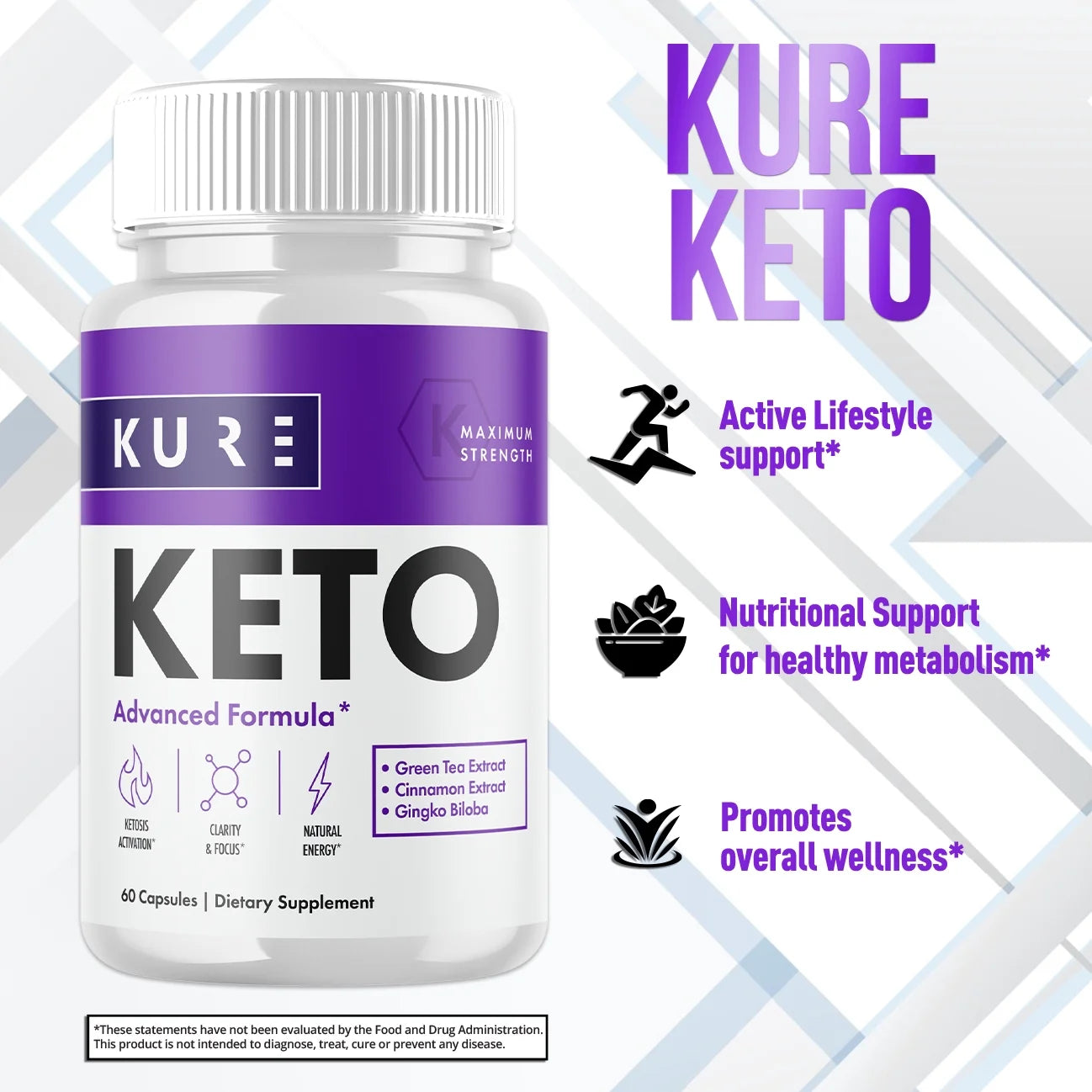 (1 Pack) Kure Keto Pills - Supplement for Weight Loss Appetite Control & Suppressants - 60 Capsules