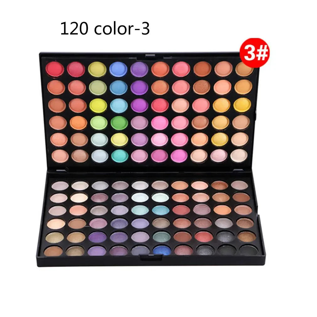 120-Color Waterproof Eye Makeup Set - Nude Eyeshadow Palette with Glitter and Matte Pigmented Pressed Powders
