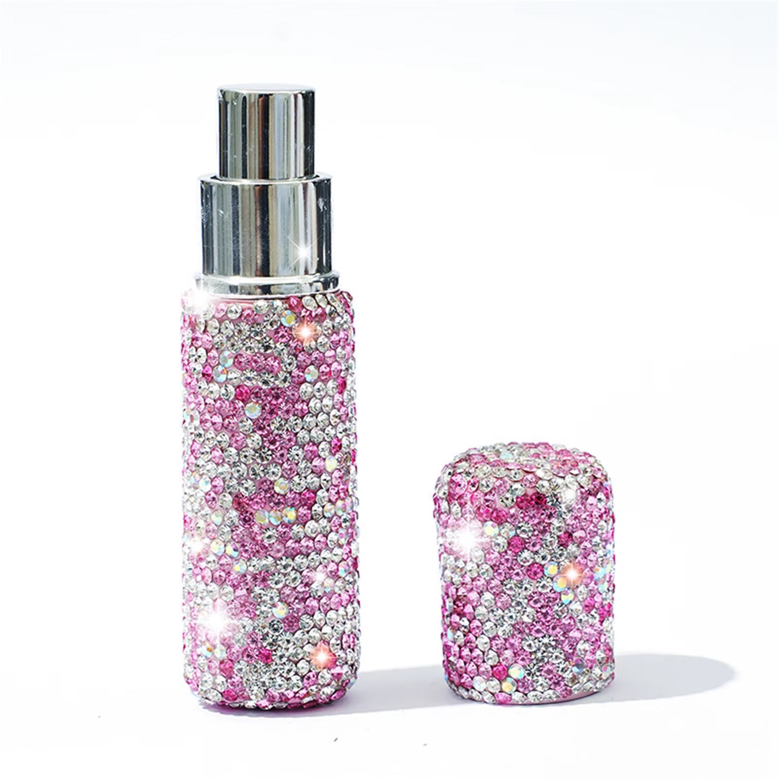 Diamond-Encrusted 10ml Glass Perfume Spray Bottle - Refillable Mini Cosmetic Vial