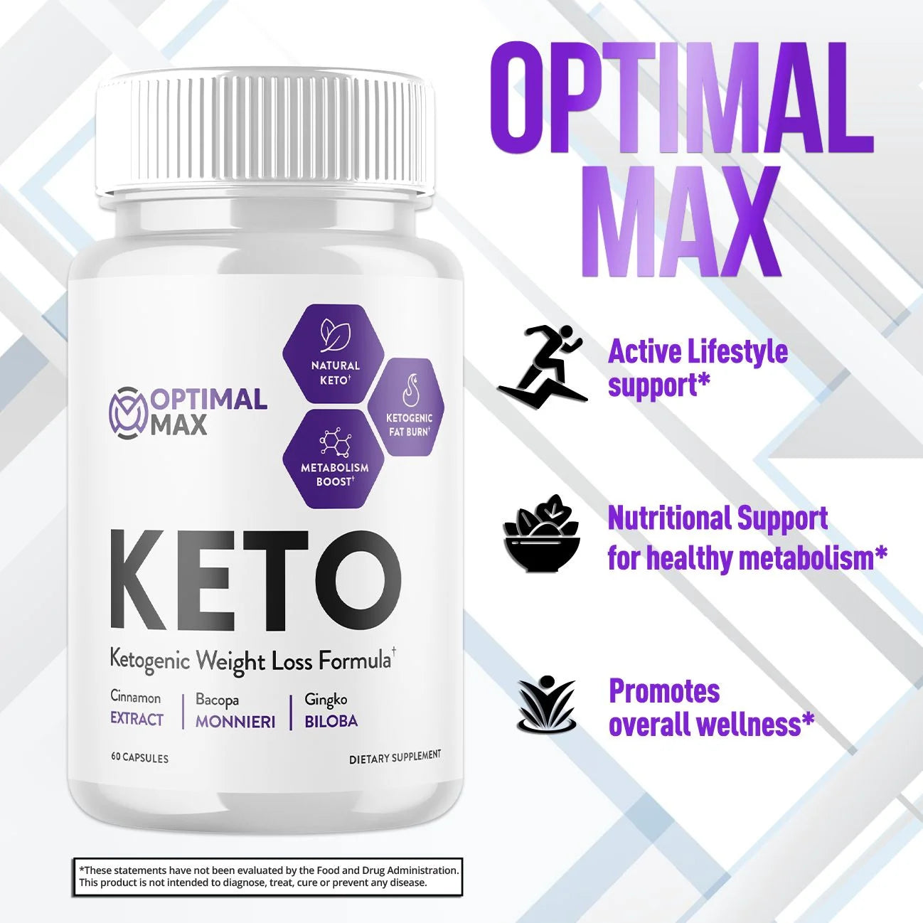 Optimal Max Keto - Ketogenic Weight Loss Formula - Energy & Focus Boosting Dietary Supplements for Weight Management & Metabolism - Advanced Fat Burn Ketones Pills - 60 Capsules (1 Pack)