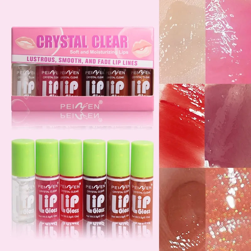 6-Piece Moisturizing Lip Gloss Set - Transparent Lip Oil, Hydrating Lip Glaze, and Lip Plumper Liquid Lipstick for Enhanced Lip Care and Cosmetics