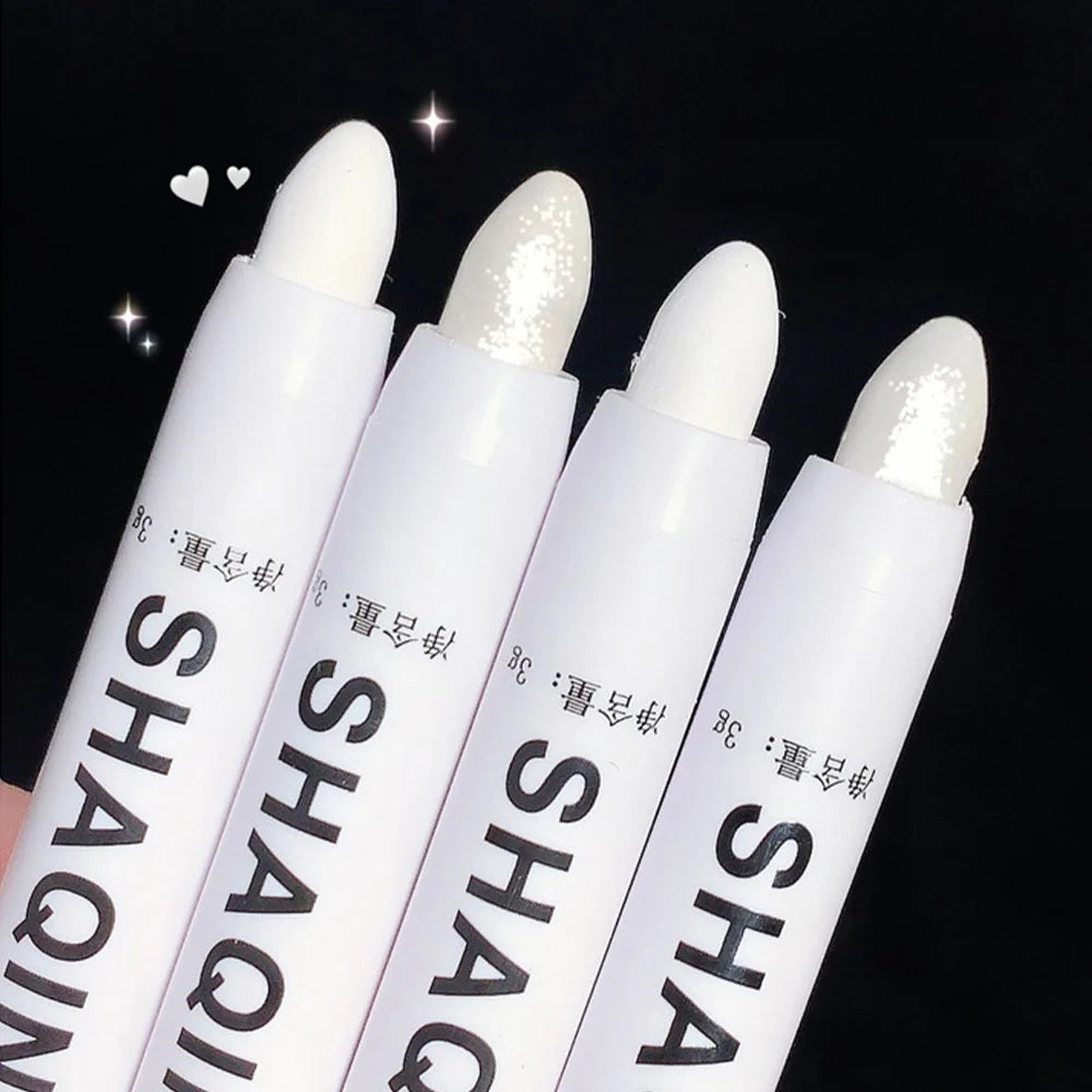 Matte Eyeshadow Stick with White Eyeliner and Shimmer Silver Highlighter Pen