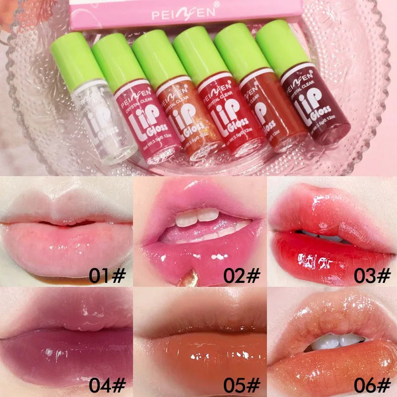 6-Piece Moisturizing Lip Gloss Set - Transparent Lip Oil, Hydrating Lip Glaze, and Lip Plumper Liquid Lipstick for Enhanced Lip Care and Cosmetics