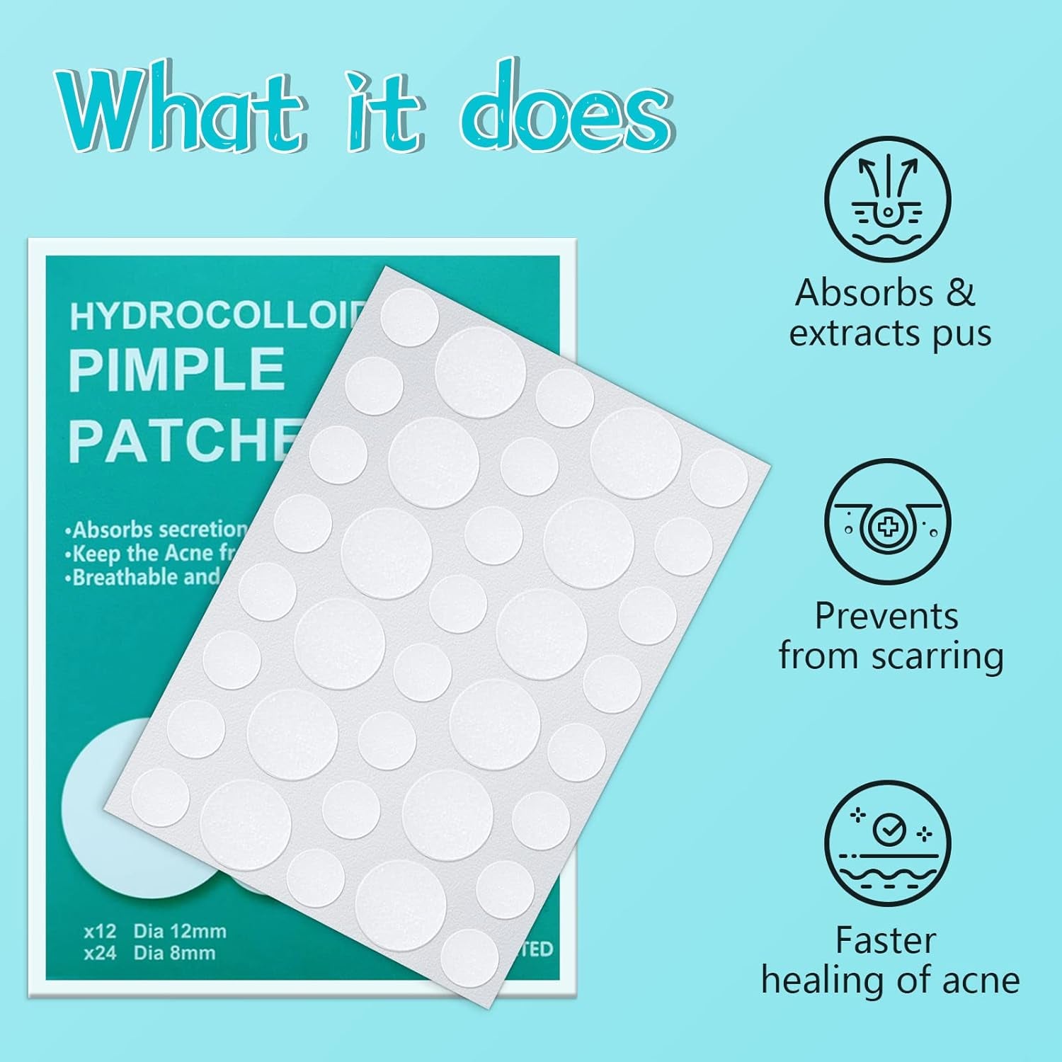 180 Count Hydrocolloid Acne Patches - Invisible Spot Treatment for Blemishes and Pimples
