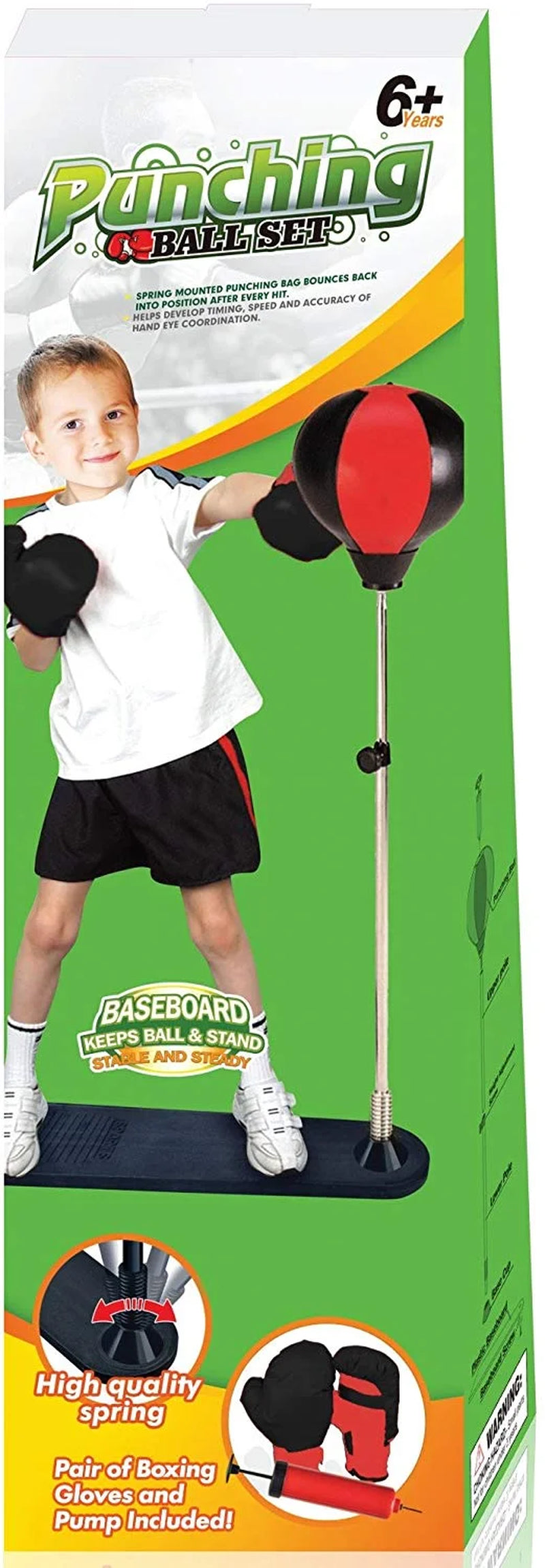 Playworld Red Boxing Punching Bag Set with Gloves, Pump, and Adjustable Stand