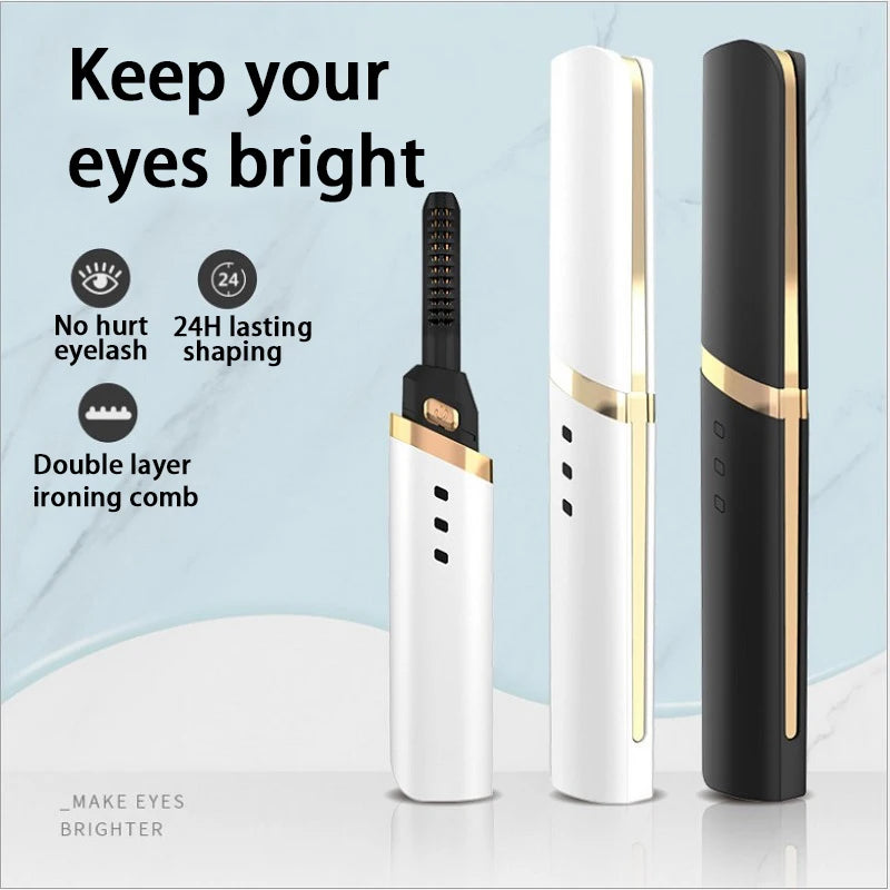1081 Wholesale Private Label Rose Gold Mini Electric Makeup Set with 3D Magnetic Heated Eyelash Curler