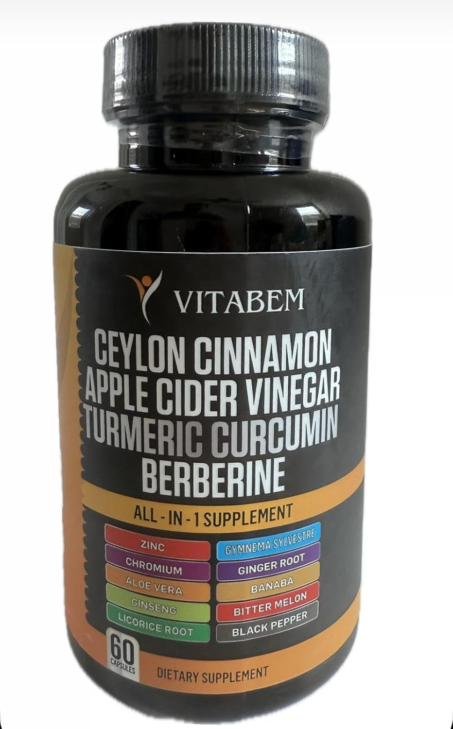 Ceylon Cinnamon Capsules 3000Mg Turmeric 3000Mg Apple Cider Vinegar 3000 Mg Ginseng 2000Mg Aloe Vera 2000Mg Berberine Supplement 1200Mg + Banaba | Bitter Melon | Gymnema | Ginger Root - 60 Count