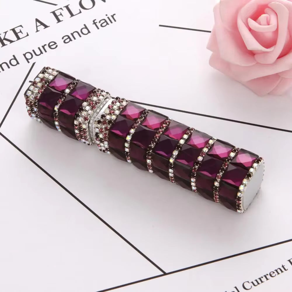 Diamond-Encrusted 10ml Glass Perfume Spray Bottle - Refillable Mini Cosmetic Vial