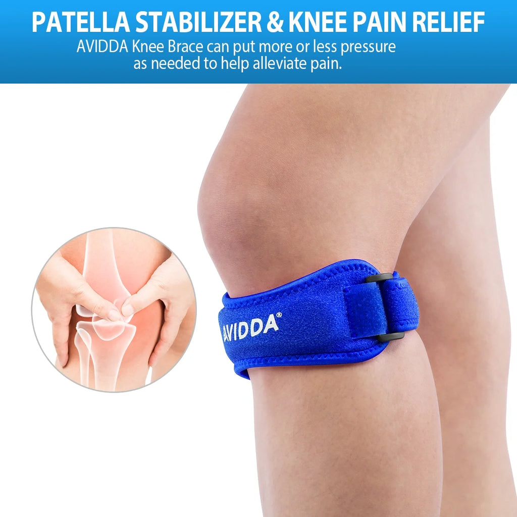 Patella Knee Strap Stabilizing Knee Brace Support Pain Relief Adjustable Band, Pack of 2