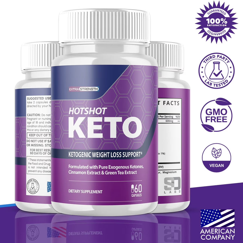 Hotshot Keto - Dietary Supplement for Weight Loss - Energy & Focus Boosting Supplements for Weight Management & Metabolism - Advanced Fat Burn Raspberry Ketones Pills - 300 Capsules (5 Pack)