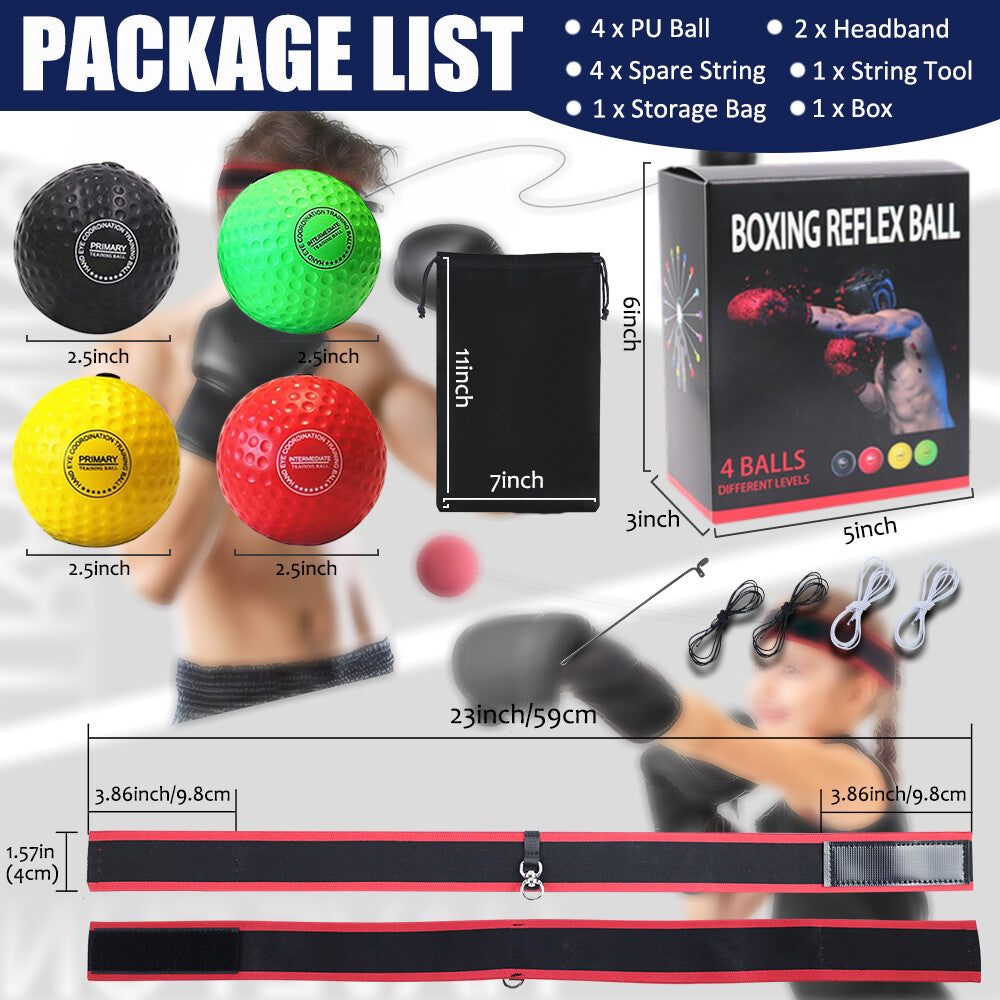 Boxing Reflex Ball Headband Set for Speed Training for Adults and Children
