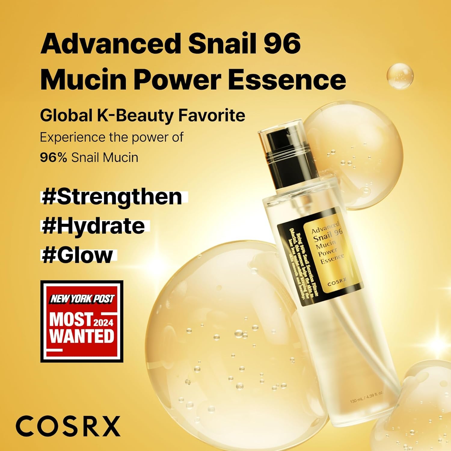 Snail Mucin 96% Repairing and Hydrating Serum for Dull Skin and Fine Lines, 100ml, Korean Skincare
