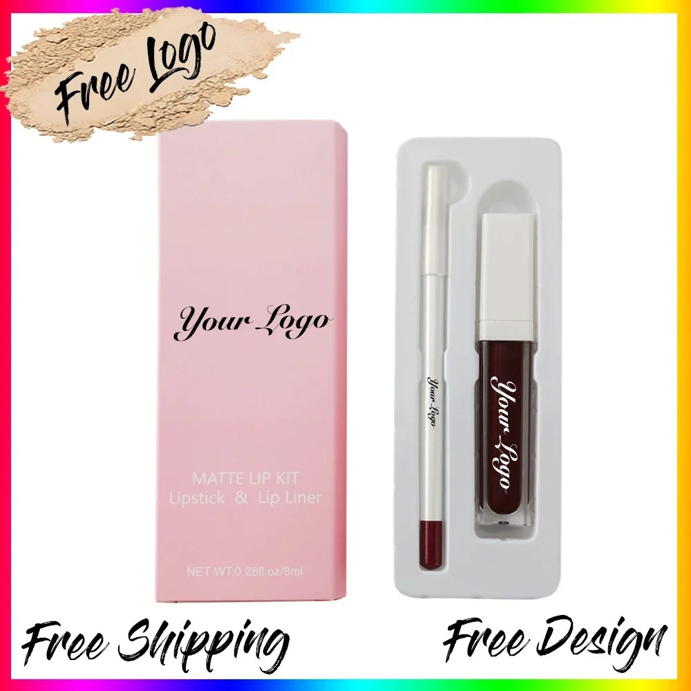 Vegan Lip Gloss and Lip Liner Kit - 21 Color Set for Private Label, Non-Sticky Matte Lipstick and Lipliner, Wholesale Makeup Solutions