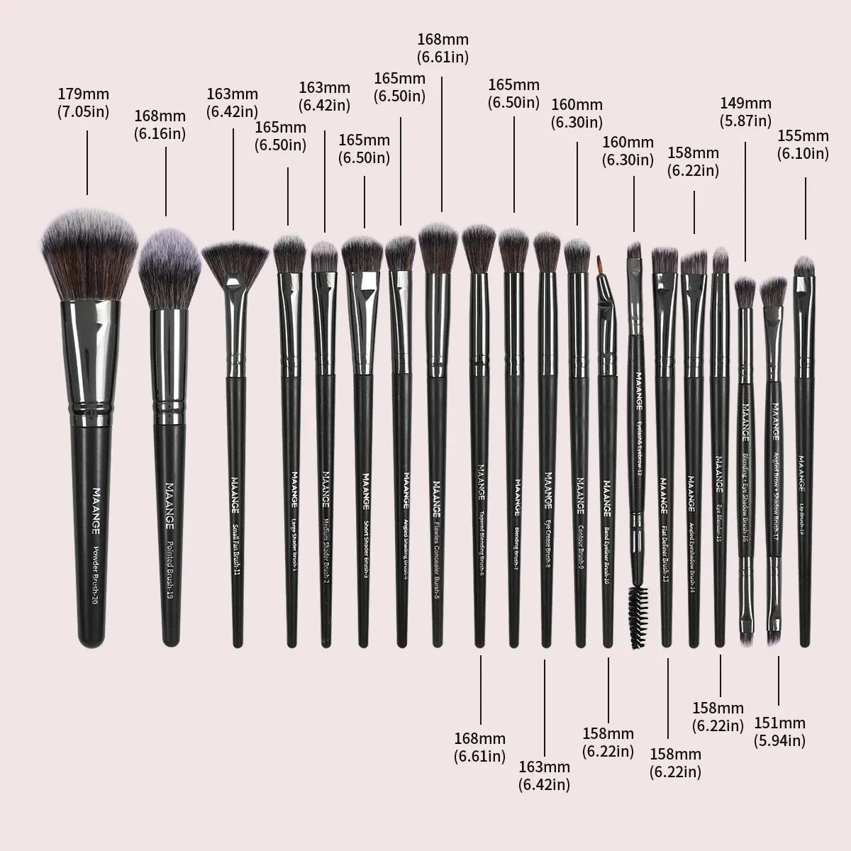 20-Piece Professional Makeup Brush Set for Foundation, Concealer, Eyeshadow, and Blush with Portable Storage Case