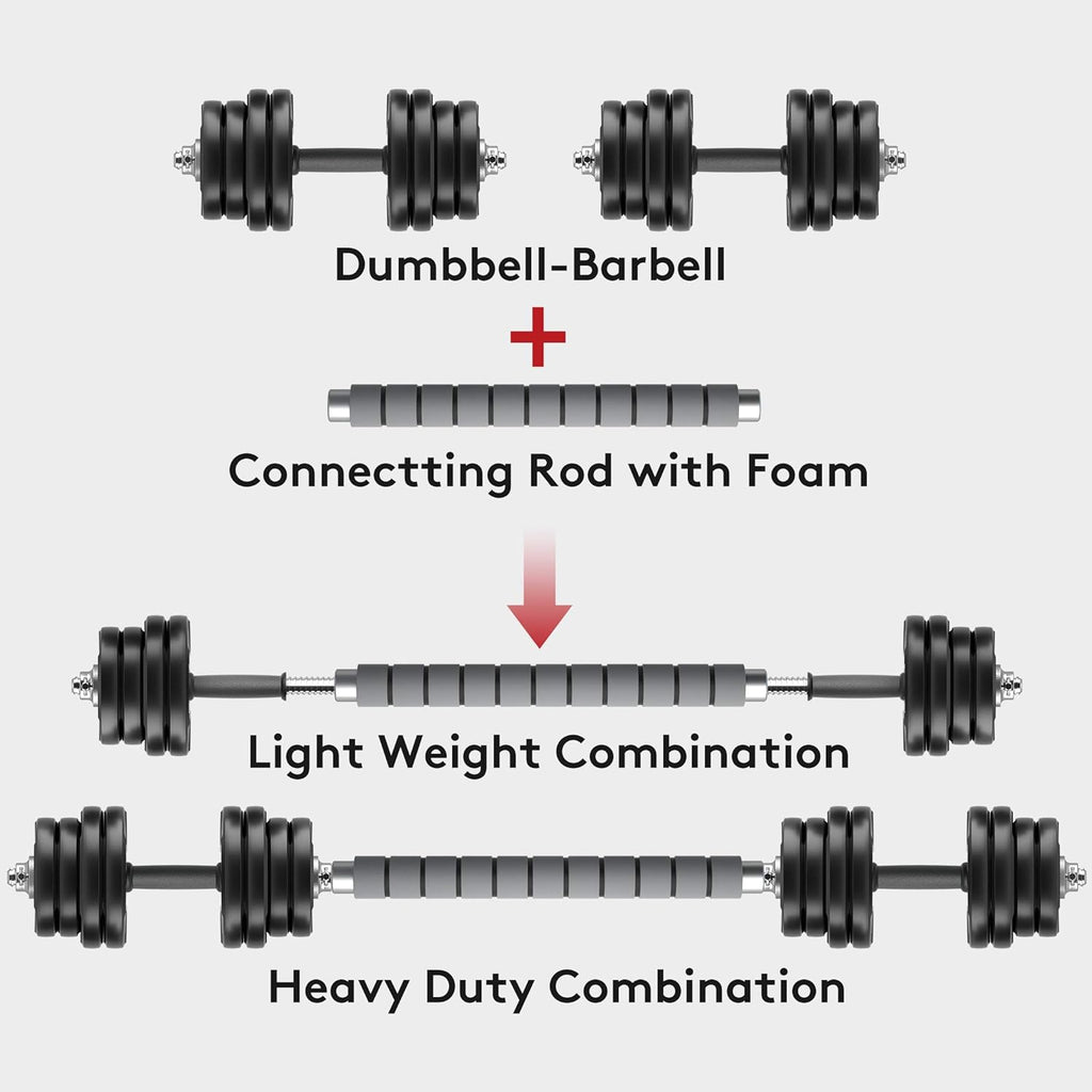 Adjustable 60 lb Dumbbell and Barbell Set for Home Gym Strength Training and Fitness Workouts