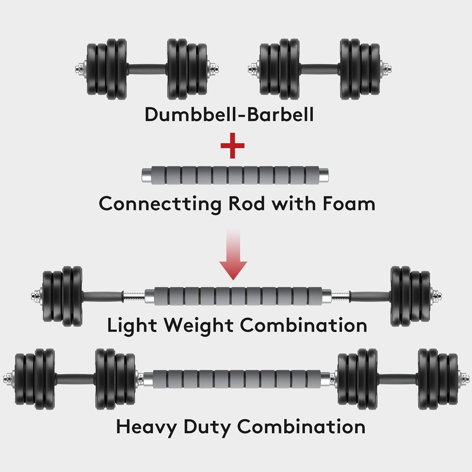 Adjustable 60 lb Dumbbell and Barbell Set for Home Gym Strength Training and Fitness Workouts
