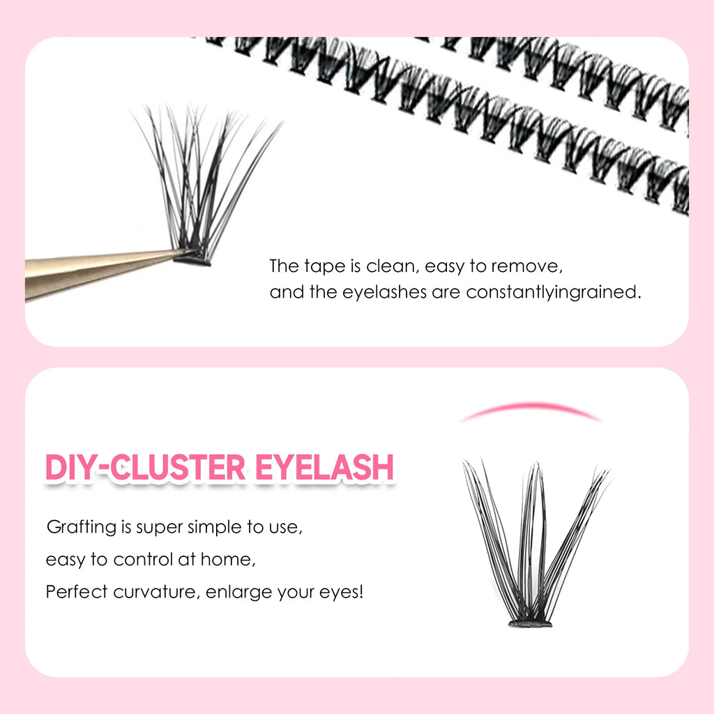 Professional DIY Eyelash Extension Kit - 200 PCS Cluster Lashes with Bonding and Sealing Tools for Optimal Application