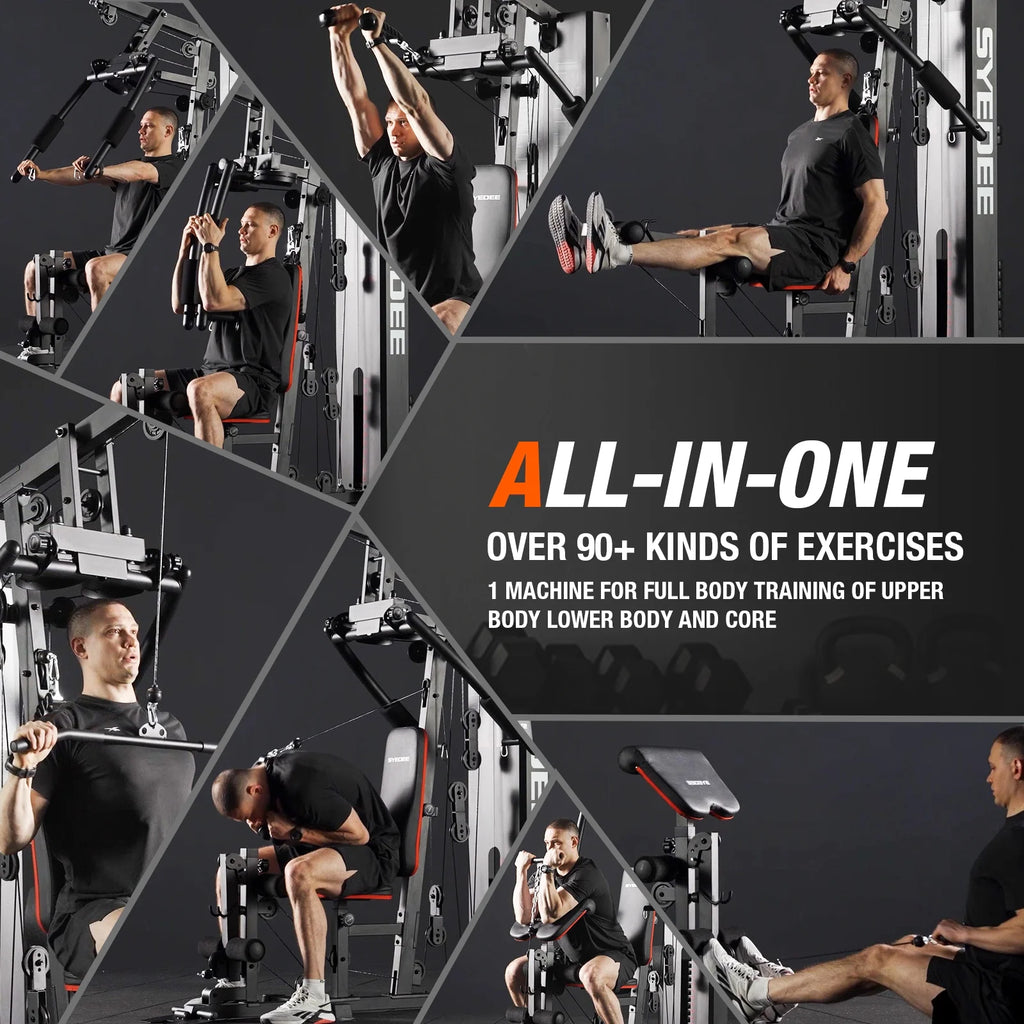 Home Gym Station with 150 lbs Weight Stack - Complete Full-Body Training Equipment