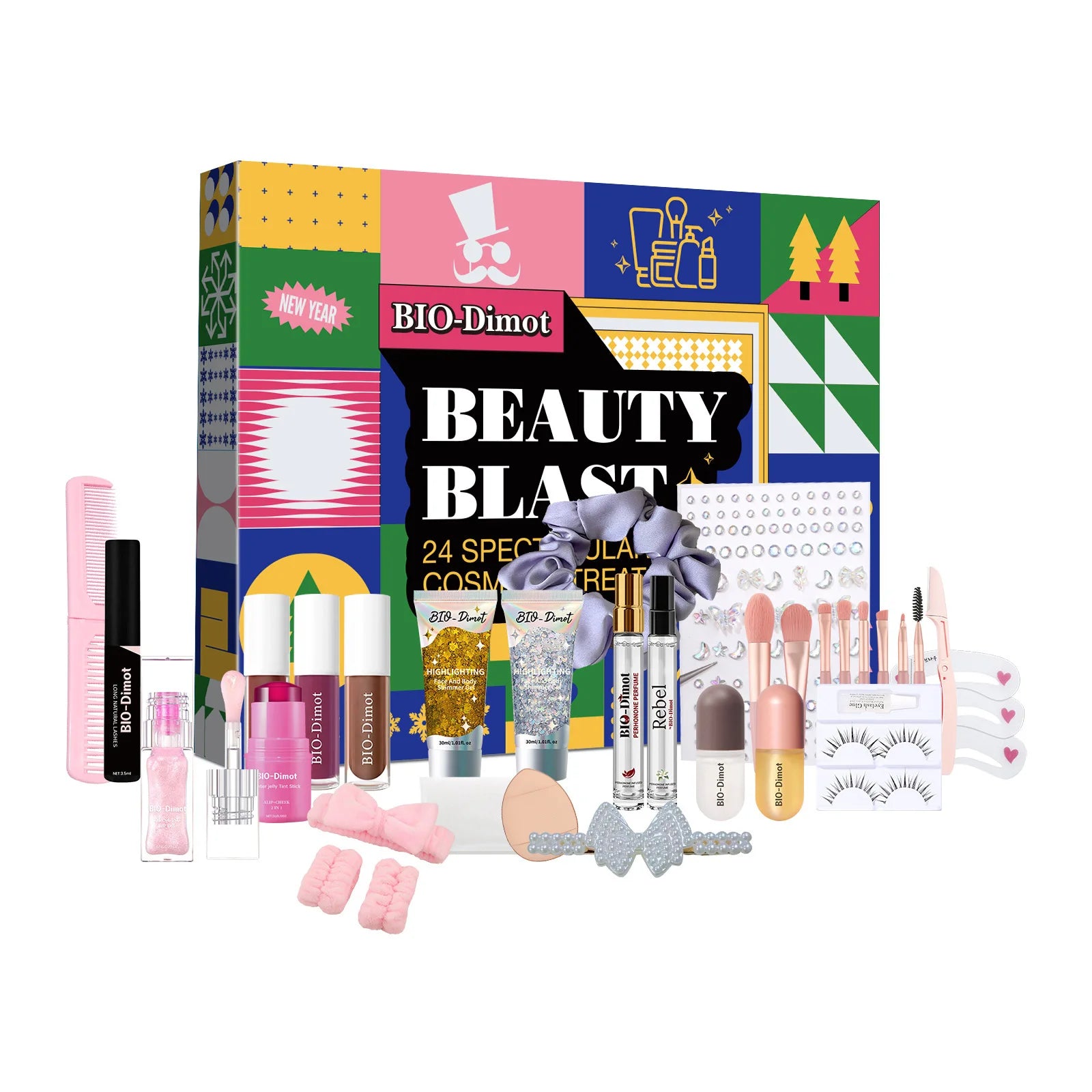 2025 Christmas Countdown Calendar Gift Box - 24-Piece Makeup Set Advent Calendar for Beauty Surprises