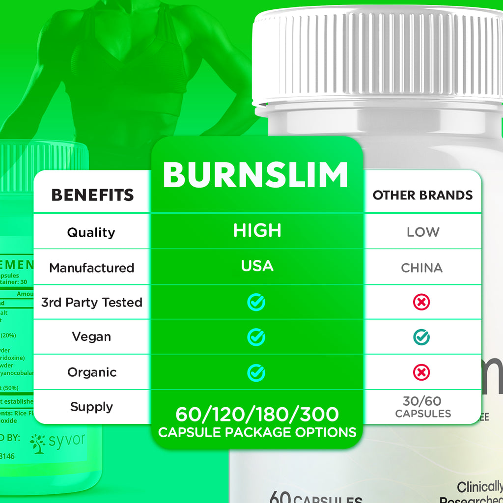 (5 Pack) Burnslim Advanced Energy & Fitness Supplement Burn Slim 300 Capsules