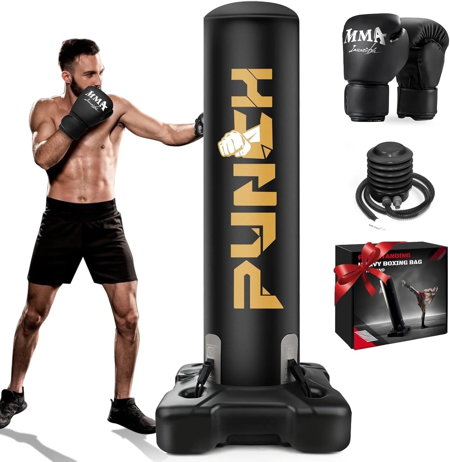 Freestanding Heavy Punching Bag with Stand for MMA and Kickboxing Training - Perfect for Home Gym Fitness for All Ages