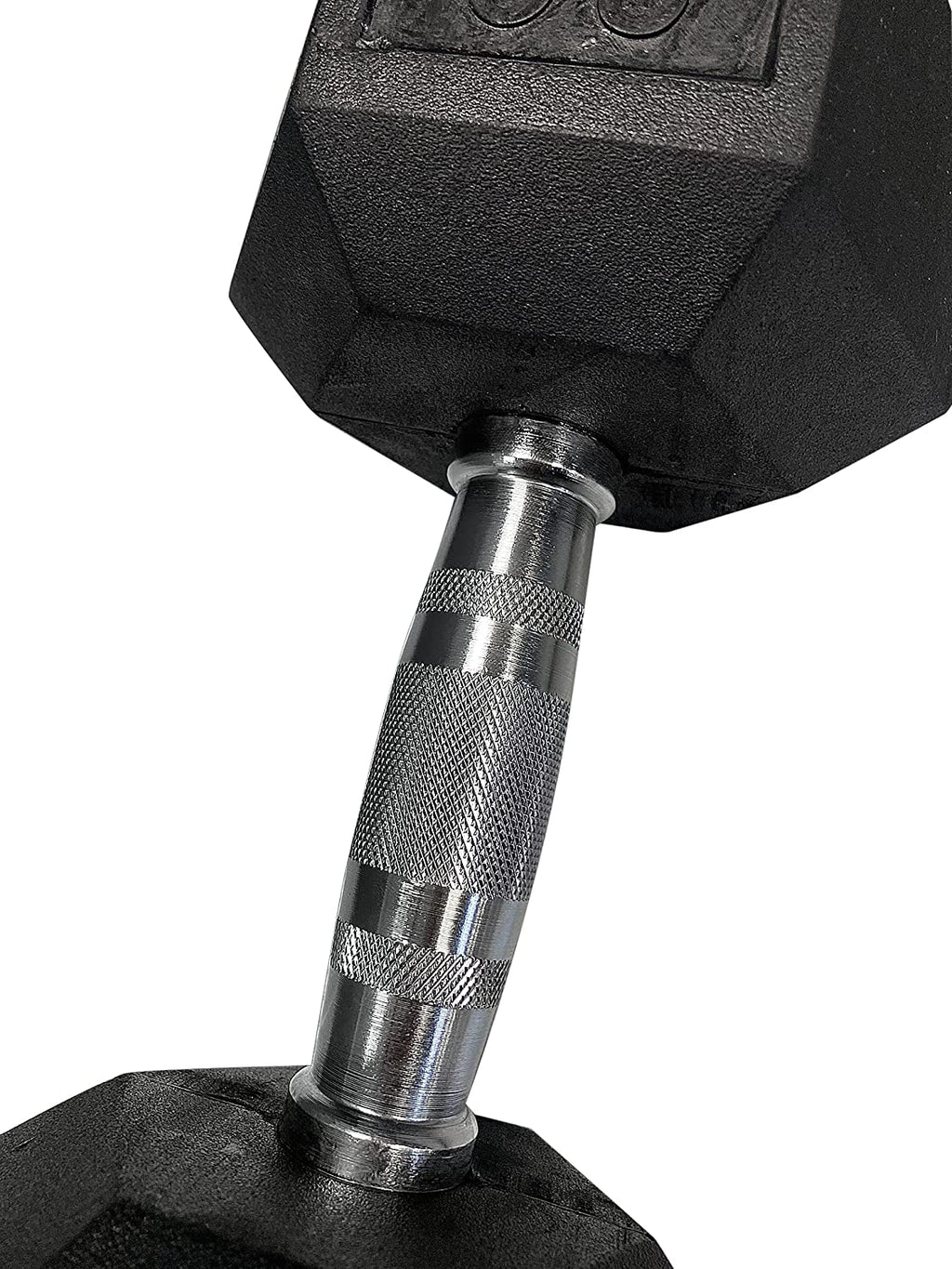 Pair of 35 lb Hexagonal Rubber Dumbbells with Metal Handles