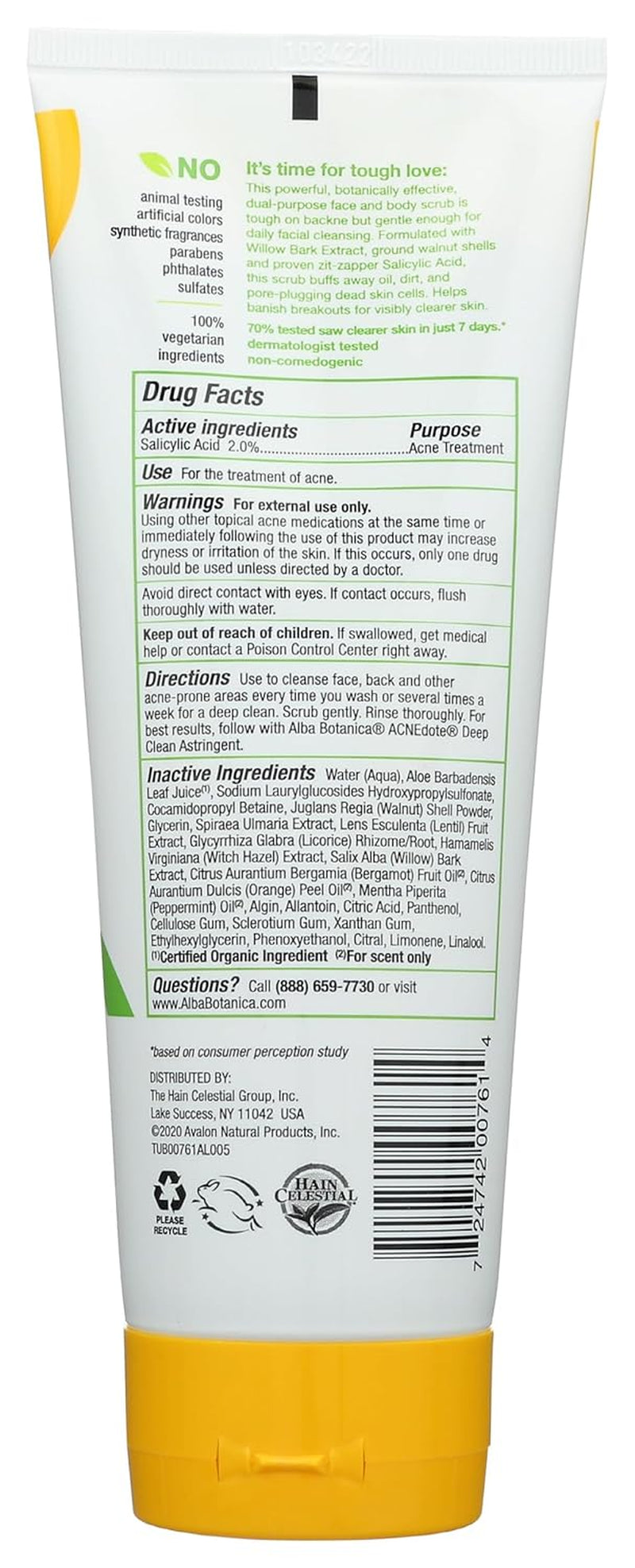 Acnedote Maximum Strength Acne Treatment Scrub for Face and Body, 8 Oz