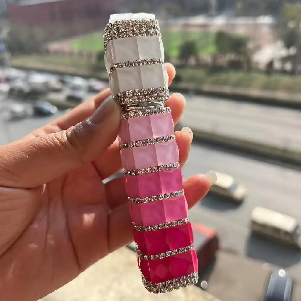 Diamond-Encrusted 10ml Glass Perfume Spray Bottle - Refillable Mini Cosmetic Vial